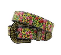 Lilinzhi Blingbling Strass Cintura in Vita Borchiata Fibbia Perline Costumi Floreali Strass Resistente Per Jeans Pantaloni Cinture Cintura Perline Per Uomo Donna Abiti Moda, Giallo, M