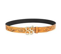Lilinzhi Cintura con fibbia metallica per adulti occidentale etnica cintura in rilievo cintura fiore PU cintura per uso quotidiano vita donne uomini, Colore Girasole, 115 cm