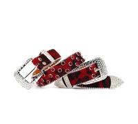 Lilinzhi Cintura con paillettes con strass Blingbling Doppia fibbia cintura pantaloni moda ragazza cintura Western cintura tutto abbinato Western, Crimson Leopard Prin, 112C