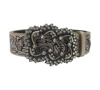 Lilinzhi Cintura da donna in rilievo floreale con strass fibbia Western Cowboy PU cintura in pelle cinghia in vita per jeans pantaloni cinture in pelle per jeans, Caff, Taglia unica