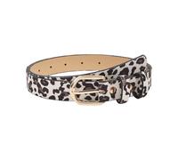 Lilinzhi Cintura in pelle sintetica con stampa animalier marrone contemporanea per pantaloni con piccole fibbie decorative in metallo cintura decorativa per occasioni sociali, Motivo leopardato bianco