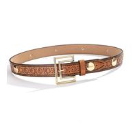 Lilinzhi Cintura unisex goffrata in pelle PU lunghezza regolabile cintura alla moda accessorio alla moda pendolarismo quotidiano, Marrone, 115 cm