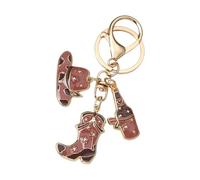 Lilinzhi Ciondolo a tema occidentale pratico in lega per bagagli, cappello a stivale, ciondolo per borsa in lega di avventura, portachiavi in lega, Marrone