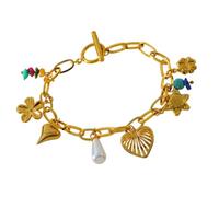 Lilinzhi Ciondolo alla moda in lega con ciondolo a forma di fiore e cuore per trendsetter, mix e coordinato, Misura unica, come descritto