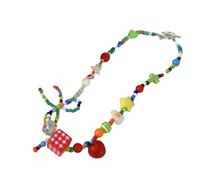 Lilinzhi Collana girocollo con fiocchi di farfalla alla moda e perline colorate uniche in acrilico e ciondolo a forma di stella gioielli da donna collana con ciondolo a forma, Misura unica, come