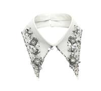 Lilinzhi Collana girocollo da donna con strass e paillettes, mezza camicia, colletto finto, collare, scialle decorativo, W, Etichettalia unica