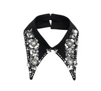 Lilinzhi Collana girocollo da donna con strass e paillettes, mezza camicia, colletto finto, collare, scialle decorativo, Bk, Taglia unica