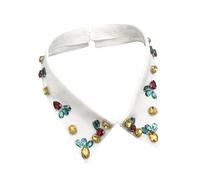 Lilinzhi Collana girocollo da donna con strass staccabili, mezza camicia, camicetta, colletto finto, W, Taglia unica