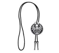 Lilinzhi Cravatta da uomo in pelle intrecciata, con ciondolo in metallo, stile cowboy, stile western, da cowboy, da cowboy, Argento, Taglia unica