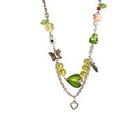 Lilinzhi Dolce collana girocollo in vetro con perline a forma di cuore e farfalla, fungo, clavicola, braccialetti con ciondoli per donne e ragazze, Misura unica, come descritto, come descritto