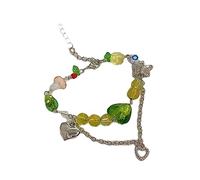 Lilinzhi Dolce collana girocollo in vetro con perline a forma di cuore e farfalla, fungo, clavicola, braccialetti con ciondoli per donne e ragazze, Misura unica, come descritto, come descritto