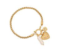 Lilinzhi Elegante catena con ciondolo a forma di cuore e fiore, in acciaio inox, per feste, uso quotidiano, accessorio per feste, Misura unica, come descritto