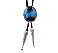 Lilinzhi Elegante cravatta intrecciata con ciondolo in pietra intagliata cravatta collana western cool intrecciato costume occidentale bolo per uomo cowboy, Nero e blu, Taglia unica