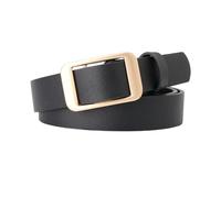 Lilinzhi Elegante Fibbia Dorata Cintura Regolabile Sottile Cinturino In Pelle Sintetica Cintura Per Abiti Premium Cinture Regolabile Per La Vita Delle Donne, Nero , Taglia unica
