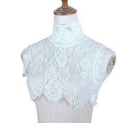 Lilinzhi Hollow Out pizzo floreale collo alto collare finto staccabile floreale scialle abito camicia decorativa finto collare poncho, W, M