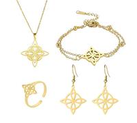 Lilinzhi Moda Streghe Nodo Della Collana Del Pendente Orecchino Regolabile CelticKnot Doppio Strato Bracciali Catena Irlandese Gioielli Gioielli Per Le, Misura unica, come descritto, come descritto