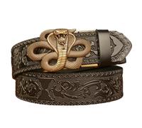 Lilinzhi Retros Cricchetti Cintura Regolabile Fibbie Rapide Cintura Da Uomo Alla Moda Cintura Per Business O Abiti Casual Fibbie Cobra, Bb, 110 cm