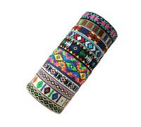 Lilinzhi Set di 10 braccialetti dell'amicizia in tessuto multicolore bohémien fatti a mano braccialetti intrecciati colorati con motivi ornamentali gioielli da viaggio, Misura unica, come descritto