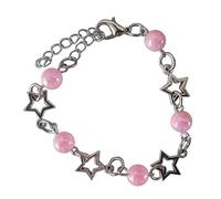 Lilinzhi Trend Imitazione Perle Collarbone Catena a cinque punte Stella Studente Semplice Temperamento Vento Freddo Collana Hollow Cinque punte Stella Collane Per Le Donne, Misura unica, come