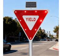 lilishangmao Cartello di Precedenza A Energia Solare di Recente Aggiornamento con LED Lampeggianti - visibilità 800m,Resistente alle Intemperie,Indicatore di Precedenza per Attraversamenti Pedonali