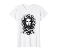 Lilith Medusa Serpente Cobra Serpente Mitologia Greca Maglietta con Stampa Grafica Economica, Donna, Bianco, XS