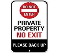 LilithCroft99 Do Not Enter Private Property No Exit Please Back Up Sign,Segnale di avvertimento in alluminio metallico,Segno di proprietà privata,Targa decorativa in metallo latta