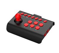 LiLiTok Arcade Fight Stick, Street Fighter Arcade Combattimento Joystick con Turbo & Macro, compatibile con Xbox / PS4 / PS3 / Switch/PC/Android iOS Phone (nero rosso)