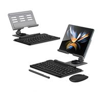 LiLiTok Per Samsung Galaxy Z Fold 4/Fold 3 tastiera Bluetooth senza fili, mouse/touchpen/supporto girevole per cellulare (grigio)