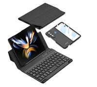 LiLiTok Per Samsung Galaxy Z Fold 4 / Z Fold 3 5G Bluetooth Tastiera pieghevole Stand Funda (staccabile)+Custodia in pelle per Cellulare (Fold 3 Strisce)