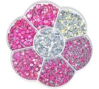 Liliume Hotfix - 5000 strass con rosa, 21 colori, 5 misure, 2 mm, 3 mm, 4 mm, 4,8 mm, strass rotondi, per vestiti, scarpe e artigianato fai da te (rosa)