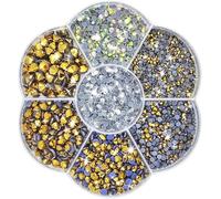 Liliume Hotfix - 5000 strass in oro mine, 13 colori, 5 misure, 2 mm, 3 mm, 4 mm, 4,8 mm, strass rotondi (oro mine)