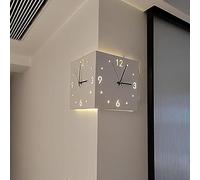 LILIXINGSH Orologio da Muro, Orologio da Parete Ad Angolo Bifacciale, Orologio da Parete Ad Angolo Digitale, Orologio da Parete Silenzioso Ad Angolo con Installazione Semplice (Color : White)