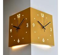 LILIXINGSH Orologio da Muro, Orologio da Parete Ad Angolo Bifacciale, Orologio da Parete Ad Angolo Digitale, Orologio da Parete Silenzioso Ad Angolo con Installazione Semplice (Color : Yellow)