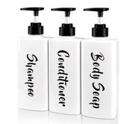 LILKPOW 3 Pezzi distributore di sapone, 500ML Dispenser Shampoo e Bagnoschiuma, Flacone Dosatore per Sapone Liquido, Dispenser Flaconi Pompa in Plastica Ricaricabili Dispenser Doccia, Bianco