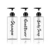 LILKPOW 3 Pezzi distributore di sapone, Dispenser Shampoo e Bagnoschiuma 500ML Flacone Dosatore per Sapone Liquido, Dispenser Flaconi Pompa in Plastica Ricaricabili Dispenser Doccia,Trasparente