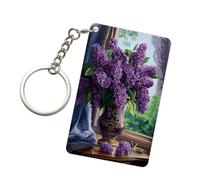 Lillà In Vaso Fiore Viola Acrilico Portachiavi Moda Portachiavi Auto Catene Acriliche Tag Per Uomo Donna
