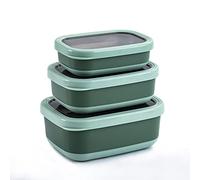 Lille Home - Contenitore per alimenti in acciaio INOX di alta qualità, con esterno antiscivolo, confezione da 3, 470 ml, 900 ml, 1,4 l, a prova di perdite, senza BPA, controllo delle porzioni