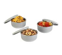 Lille Home Contenitori per condimenti, condimenti, condimenti per insalata, salse, in acciaio inox, mini contenitori per alimenti con coperchio, set da 3, a prova di perdite, senza BPA (Grigio)