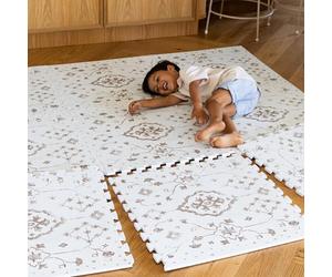 Lillefolk Tappetino da gioco per bambini, 1,8 x 1,8 m, color caffè vintage, in morbida schiuma EVA non tossica di alta qualità, per il tempo della pancia, per gattonare e per la stanza dei giochi