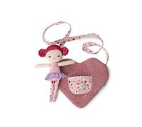 LILLIPUTIENS, Aline, Borsetta a Cuore con Bambola, da 12 Mesi | Bambola da Portare nella Tasca Anteriore per fantasia e creatività, Borsa in Poliestere e Cotone