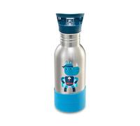 LILLIPUTIENS Borraccia per bambini in acciaio inox 600 ml, Super Marius, Con cannuccia e base in silicone antiurto, Ottima per la scuola, il picnic e le passeggiate, Dai 2 anni, 84473