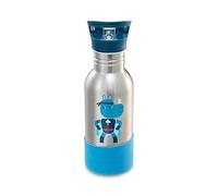 LILLIPUTIENS Borraccia per bambini in acciaio inox 600 ml, Super Marius, Con cannuccia e base in silicone antiurto, Ottima per la scuola, il picnic e le passeggiate, Dai 2 anni, 84473