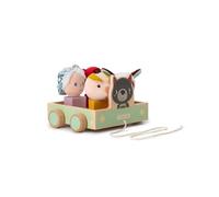 LILLIPUTIENS Carrello a cubi Auto per Tirare con 4 Personaggi di Fiabe per Il risveglio dei più Piccoli-Giocattolo in Legno e Tessuto, stimola Le capacità motorie-da 12 Mesi 83470, Multicolore