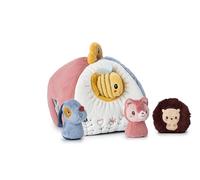 LILLIPUTIENS - Casa delle attività in tessuto con 4 accessori per bambini - Giocattolo educativo con 4 sonagli - 4 suoni - Gioco di nascondino e manipolazione - Altezza 23 cm - Da 9 mesi