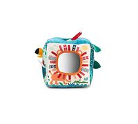 Lilliputiens - Cubo sonoro di attività Giungla -Cubo interattivo in tessuto con suoni di animali, specchio e trame diverse-Stimola la motricità fine, la vista e l’udito-Giocattolo educativo dai 9 mesi