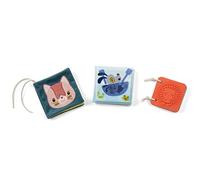 Lilliputiens, Giardino Set 3 Libri Sensoriali Neonato, Da 3 Mesi | 3 Materiali: Libro in Stoffa, Libro Illustrato in Silicone e Libro da Bagno, Primi Libri Sensoriali in Scatola Regalo