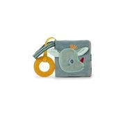 Lilliputiens, Joe Libro Tattile con Massaggiagengive, Da 6 Mesi | Anello da Dentizione Testurizzato in Silicone, Carta Frusciante e Lacci, Formato Compatto 10 x 3 x 10 cm