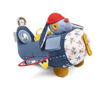 Lilliputiens, Jules Aereo Multiattività in Stoffa, Da 12 Mesi | Gioco con 5 Attività: Sonaglio a Palline, Cane da Tirare in Peluche, Specchio e Carta Frusciante