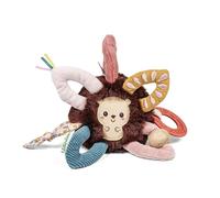 Lilliputiens - Palla sensoriale per neonati con sonaglio e anelli in tessuto - Anello da dentizione in silicone - Léon il riccio - Giocattolo educativo dai 6 mesi - Stimola la vista e il tatto - 17 cm