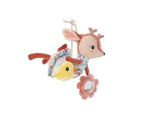 LILLIPUTIENS, Stella Acti-Nomade Gioco attività da Appendere, da 3 Mesi | Cerbiatto da Appendere con Sonaglio, Specchio a Palline e Carta Frusciante; Include 1 Peluche da Viaggio